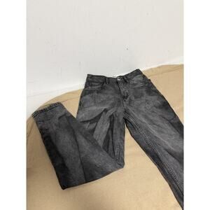 MNG Denim Jeans Womens 2 Gray Black Washed Mom High Rise Tapered Leg Casual